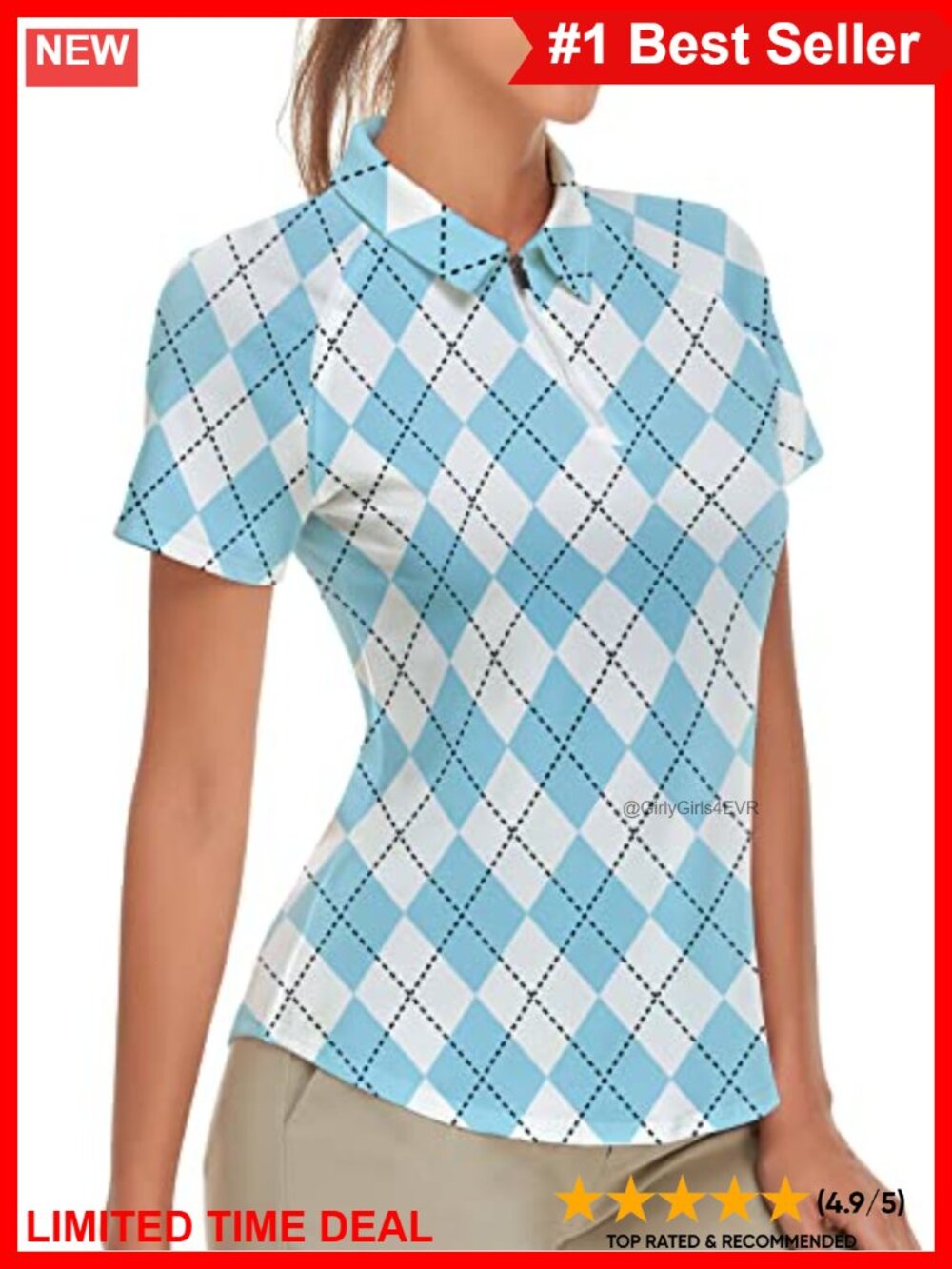 Women's Golf Polo Shirt Short Sleeve Quarter Zip Moisture Wicking Athletic